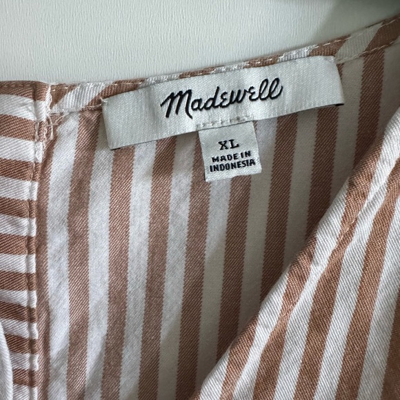 Madewell Button-Back Easy Shift Dress in York Stripe Earthen Clay Color Size XL - Picture 4 of 9